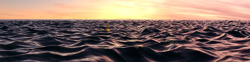 Early Sunrise Panorama Over Ocean Waves