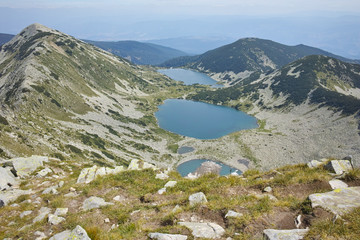 Amazing Panorama to Kremenski lakes from Dzhano peak, Pirin mountain, Bulgaria