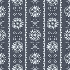 Vector seamless grey vintage ornamental pattern on dark blue background. Vector illustration