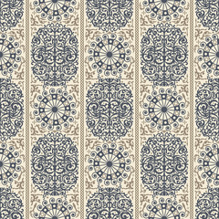 Beige and blue ancient vintage seamless ornamental texture. Vector illustration