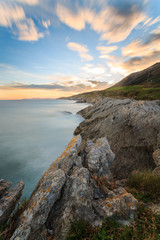 Sunrise on the coast of Islares, Cantabria, Spain