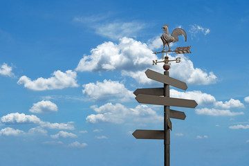 direction sign with blank spaces for text