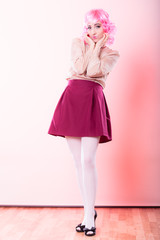 woman with pink wig creative visage