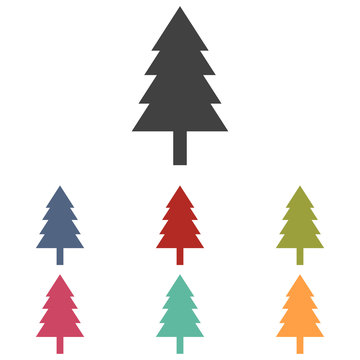 New year tree icons set 