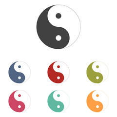 Ying yang symbol icons set 