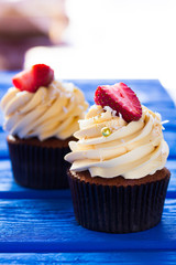 Appetizing cupcakes with Strawberry