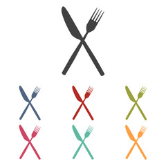 Fork and Knife icons set