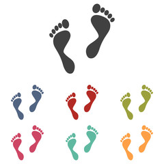 foot prints icons set 