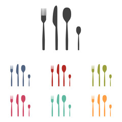 Fork spoon knife icons set