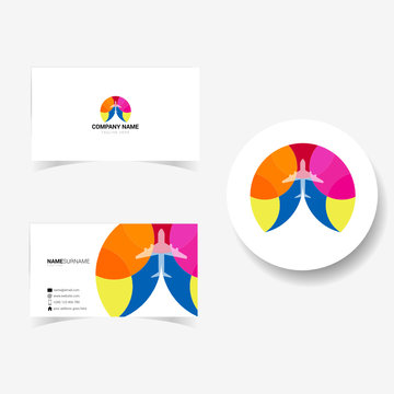 business card with illustration of airplane