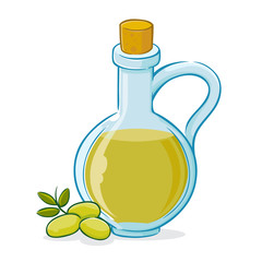 Vector Illustration of Olive Oil in Bottle