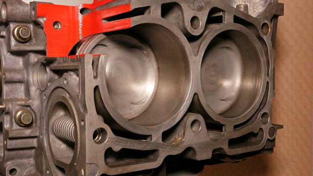 Car boxer opposite gas engine motor in motion. 4K UHD video footage.