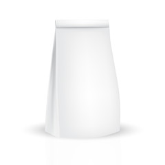 VECTOR PACKAGING: White gray packaging bag for snack or take away on isolated white background. Mock-up template ready for design