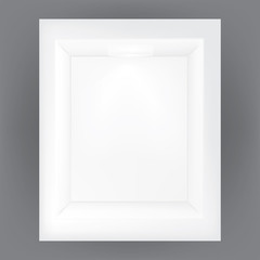 VECTOR ADS: white gray photo frame on Isolated gray background. Mock-up template ready for design.