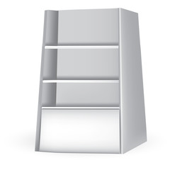 VECTOR ADS:Gray triangular design POS POI Outdoor/Indoor 3D Advertising Display on Isolated white background. Mock-up template ready for design.