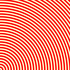 Striped red white pattern. Abstract repeat round waves texture background. Vector illustration