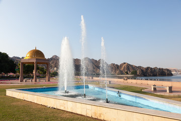 Fountain at the corniche in Muttrah, Oman
