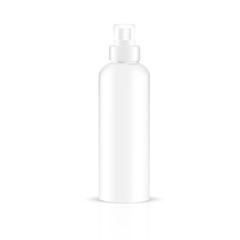 VECTOR PACKAGING: White gray round bottle sprayer for cosmetic/perfume on isolated white background. Mock-up template ready for design.