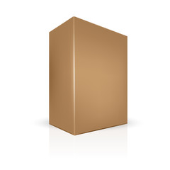 VECTOR PACKAGING: Brown thick side view package box on isolated white background. Mock-up template ready for design