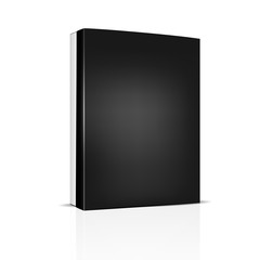 VECTOR PACKAGING: White thin package box with black lid on isolated white background. Mock-up template ready for design.