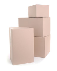 Set of cardboard boxes isolated on white
