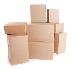 Set of cardboard boxes isolated on white