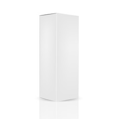 VECTOR PACKAGING: White gray packaging box on isolated white background. Mock-up template ready for design