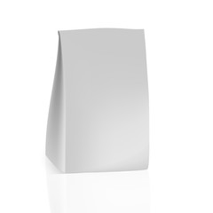 VECTOR PACKAGING: White gray clean packaging bag on isolated white background. Mock-up template ready for design