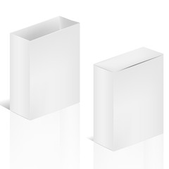 VECTOR PACKAGING: Double white gray package box, one with lid and the other has none on isolated white background. Mock-up template ready for design.