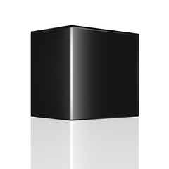 VECTOR PACKAGING: Black thick width package box on isolated white background. Mock-up template ready for design.