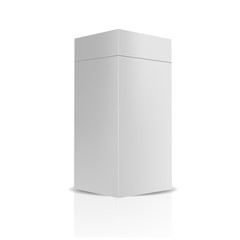 Naklejka premium VECTOR PACKAGING: gray package box with detachable lid on isolated white background. Mock-up template ready for design.