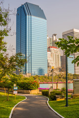 Road for bike at Benjakiti Park in Bangkok, Thailand 