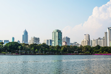View at Benjakiti Park in Bangkok, Thailand 