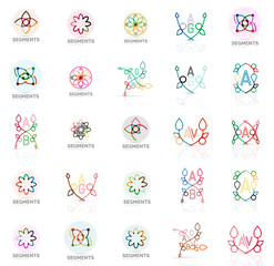 Set of vector linear logotypes, geometric abstract symbols, elegant icons