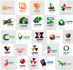 Collection of colorful abstract origami logos