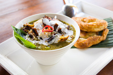 authentic roti with chicken curry dip