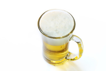 Mug with beer on white background