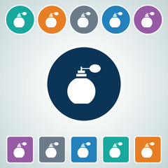 Icon of Perfume Bottle in Multi Color Circle & Square Shape. Eps-10.