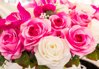 Pink and white fake flower handmade sewing flowers