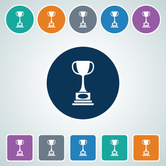 Icon of Winning Trophy in Multi Color Circle & Square Shape. Eps-10.