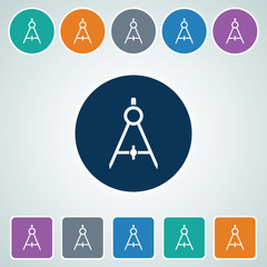 Icon of Geometry Compass in Multi Color Circle & Square Shape. Eps-10.