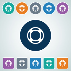 Icon of Lifebuoy Ring in Multi Color Circle & Square Shape. Eps-10.