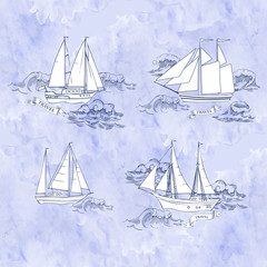 Sea travel elements set 