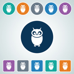 Icon of Owlet in Multi Color Circle & Square Shape. Eps-10.