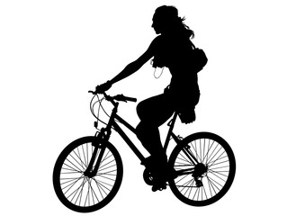 Fototapeta na wymiar Sport woman whit bike on white background