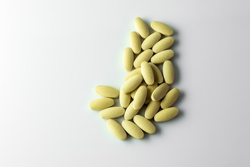 Many Herbal tablets , Medicine on white background