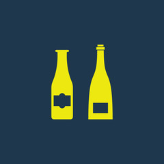 Yellow icon of Beer Bottle on dark blue background. Eps.10