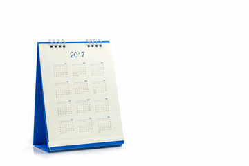 White paper desk spiral calendar 2017.