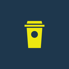 Yellow icon of Drink Cup on dark blue background. Eps.10