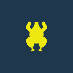 Yellow icon of Chicken on dark blue background. Eps.10